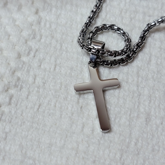 Stainless Steel Small Cross Necklace - Picture 3 of 4